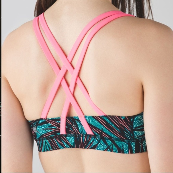 Lululemon Energy Bra Mini Palm Lace Tofino Teal Multi / Flash Light - Size 6 - Picture 11 of 11